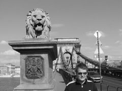 Snarf & Orv in front of the Chain Bridge