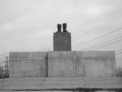 All that remains of the Stalin Statue. Destroyed in the 1956 Revolution. 